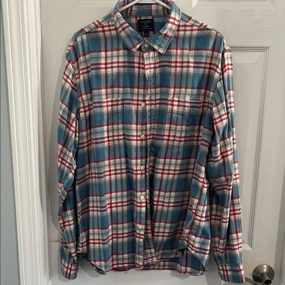 J. Crew Other - J. Crew Blue, Red and White Plaid Flannel Shirt